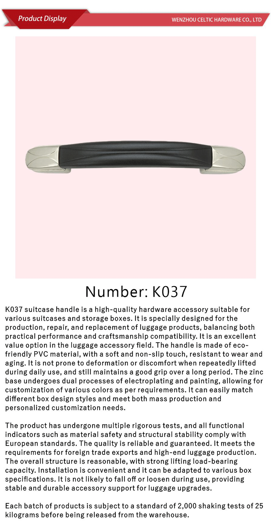 eu standard luggage handle