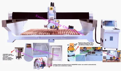 5 Axis CNC Bridge Saw for Granite, Quartz, and Dekton Cutting - Stone Machinery for Sale