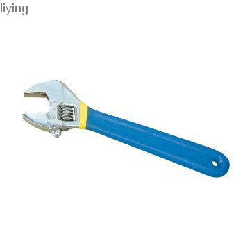 Adjustable wrench with double color dipped handle
