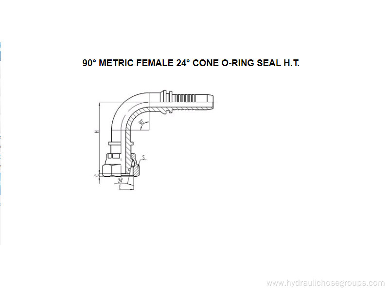 90° Metric Female O-Ring 24° Cone H.T. 20591