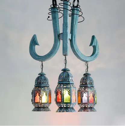 Hot sale unique blue pastoralism modern iron chandelier
