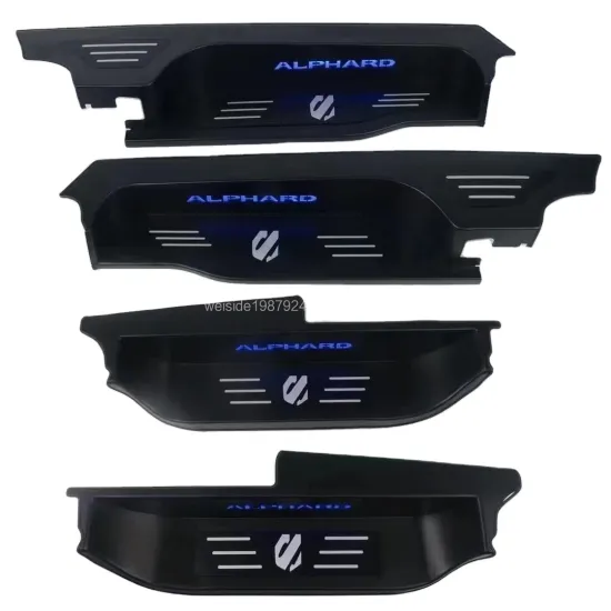 High Quality LED Side Door Pedals Matte Black ALLOY Door Sill Scuff Plate for Toyota ALPHARD/VELLFIRE 30 (2015-2022)
