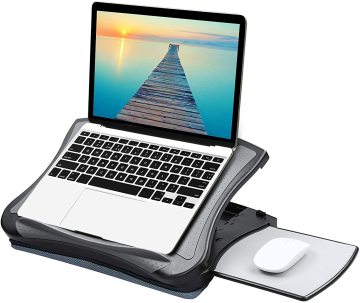 Adjustable Lap Desk with Cooling Fan: Perfect Stand for 15.6 Inch Laptops - 5 Flexible Angles for Ultimate Comfort