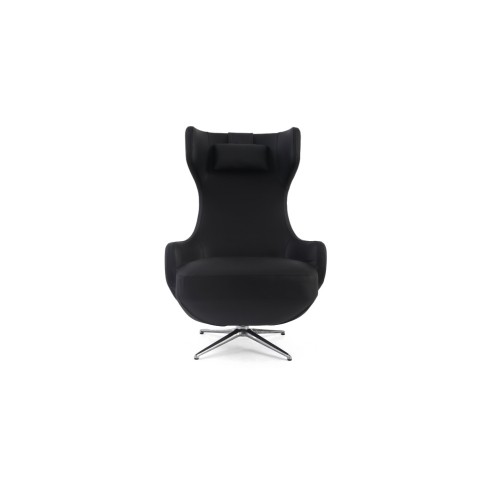 Black Genuine Leather Grand Repos Lounge Chair