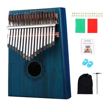Wood Thumb Piano 17 Key Kalimba Mahogany Calimba Mbira Kalimba with Learning Book & Hammer Body Musical Instruments