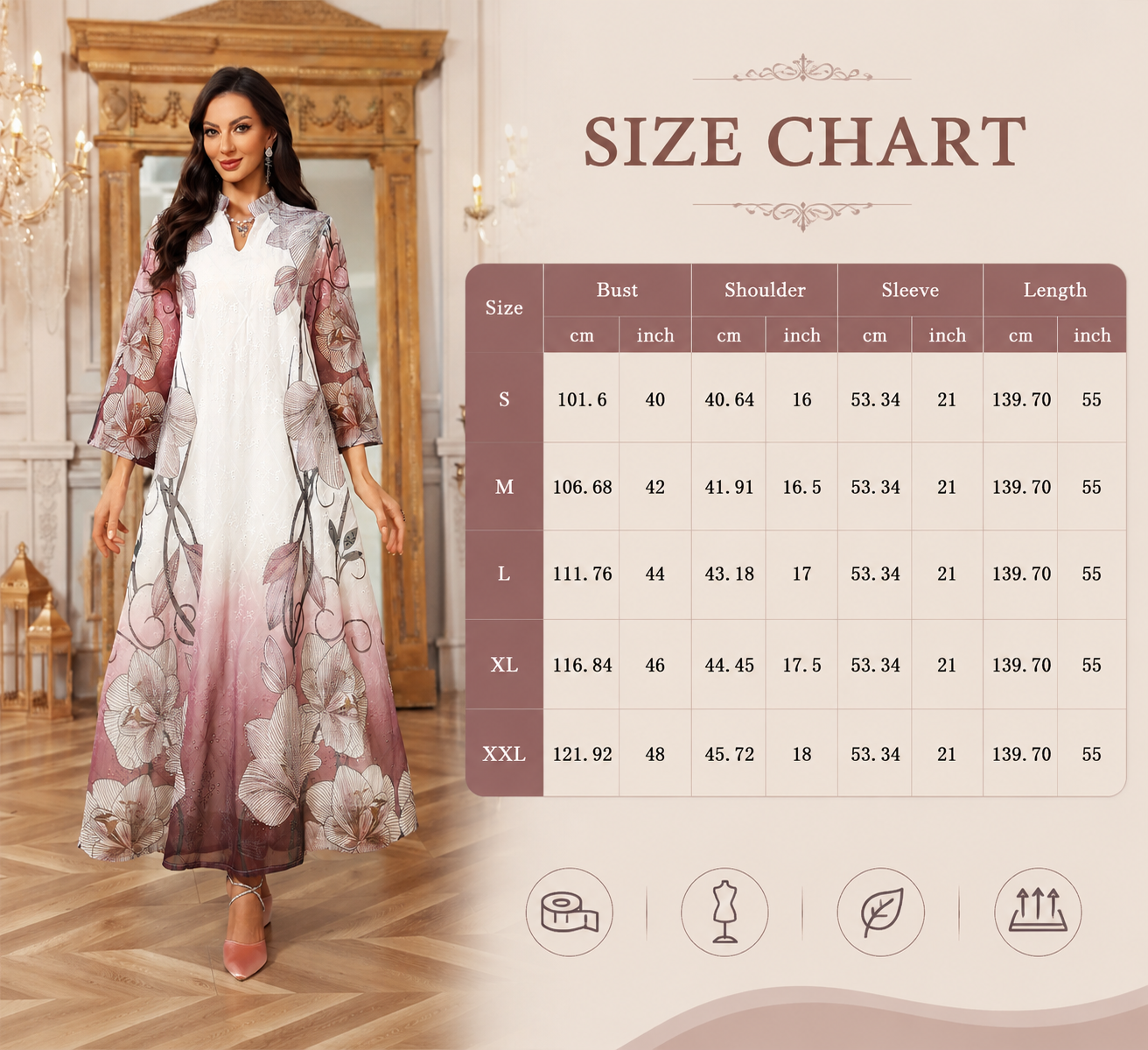 Floral Embroidered Printed Abaya Dress (1)