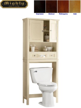 Wooden Two Raise Door Over Toilet Bathroom Shelf Space Saver