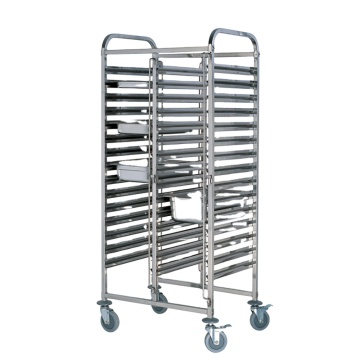 Stainless Steel Single-Line Tray Trolley - 16 Trays