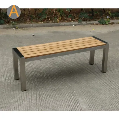 All Season Outdoor Stainless Steel and Teak Wood Garden Patio Benches