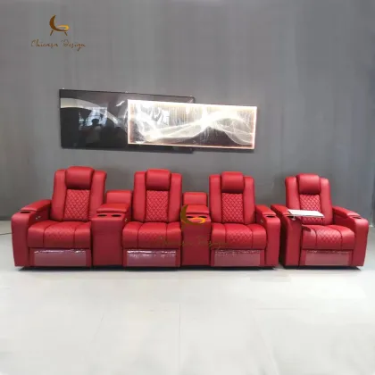 Red Leather Electric Massage Cinema Chair