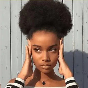 short afro puff hair bun Drawstring Chignon afro bun hair piece Kinky Curly Updo Clip Hair Extension