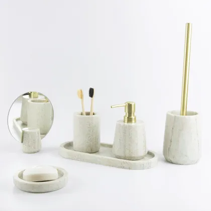 natural stone marble bathroom accessory set