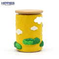 Handmade kukazve polymer clay folly folly follistco canister ine cartoon howa, borosilrate girazi kuputa itstray ne bamboo chifukidzo