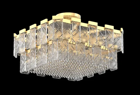 Modern Bedroom Delicate Rectangle Crystal Ceiling Light