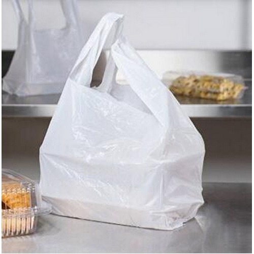 Plastic HDPE Vest Handle Reusable Mesh Produce Bag for Supermarket