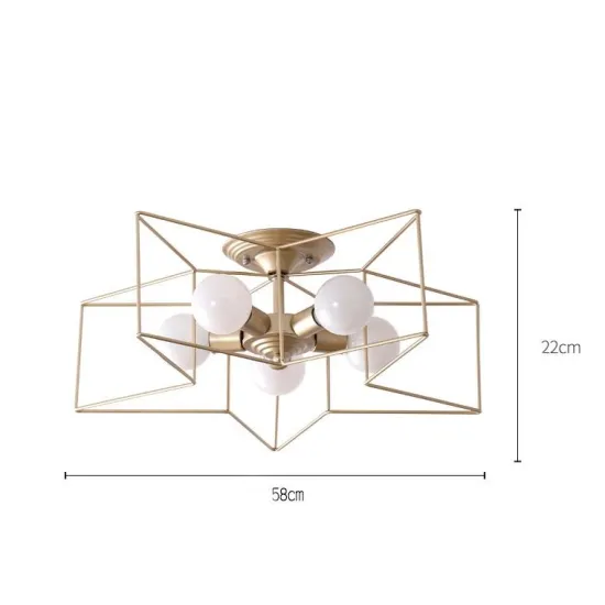 American Style Pentagram Ceiling Lamp: Enhancing Indoor Decor in Corridors and Bedrooms with Copper Base LED Lighting