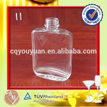 China alcohol liquor flat square flint clear custom fancy 150ml flask glass bottle sale