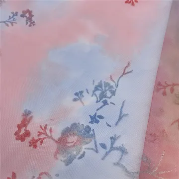 Rainbow Color Printed Mesh Tulle Fabric for Garment