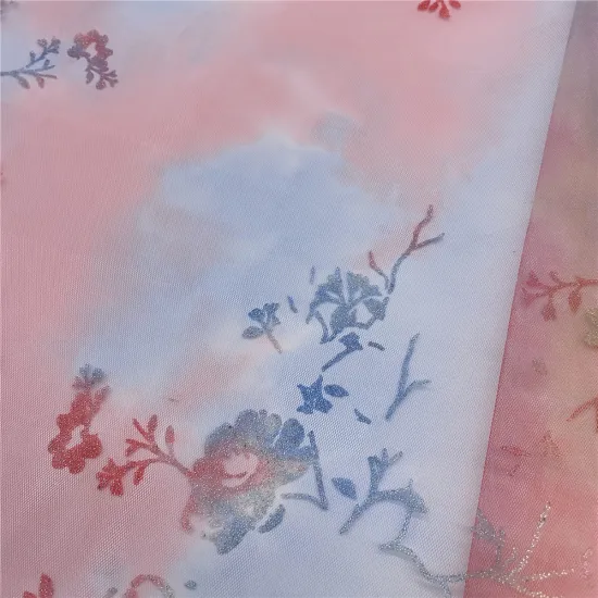 Rainbow Color Printed Mesh Tulle Fabric for Garment