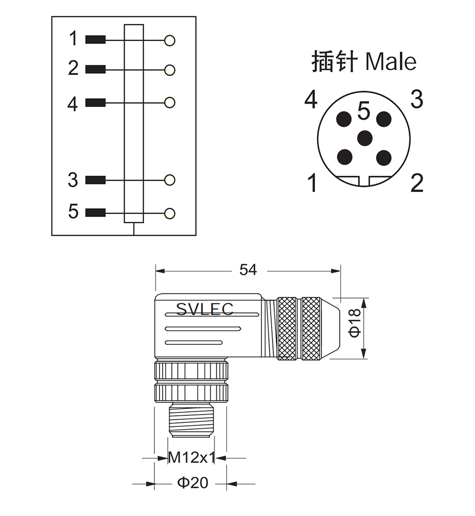 M12 shielded plug connector