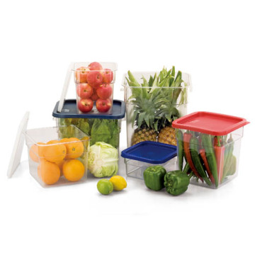 Transparent Square Plastic Food Container Set - Polycarbonate Kitchen Storage Bins