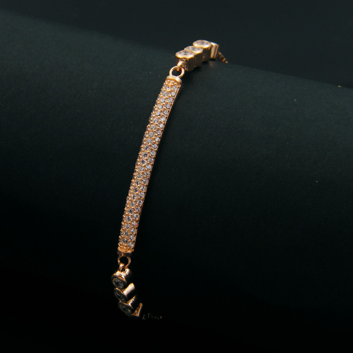 Rhinestone Zircon Brass Gold Plated Bracelet For Women