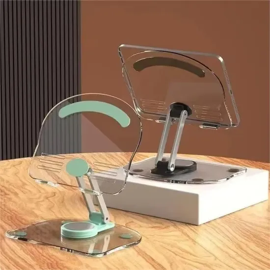 Transparent Acrylic Rotating Desktop Stand for Mobile Phones and Tablets