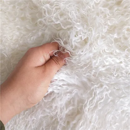 curly long hair natural or dyed color mongolian sheepskin rug