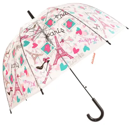 SHENGMING Fancy Summer Clear Umbrella: Printed Silk Straight Umbrella with Strong Metal and Fiberglass Frame