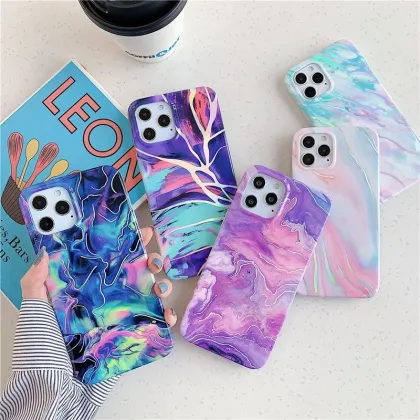 Luxury Electroplate Gradient Soft IMD Coque Phone Case for iPhone 15 Pro Max 13 12 11 Pro Max 14 Pro Max