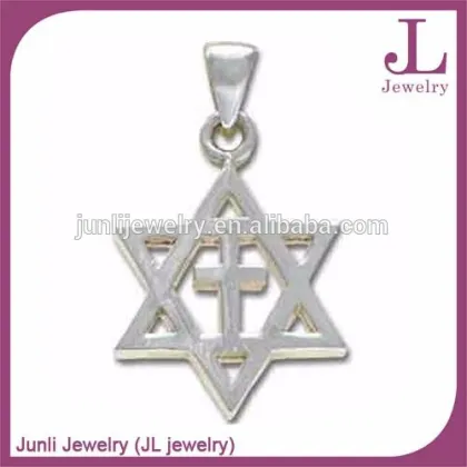 Stainless Steel Israel Cross Pendant Star Of David Pendant