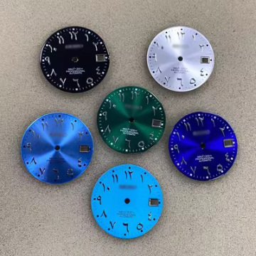 NH35 Dial Watch Accessories: 28.5mm Literal Hands Arabic Silver Nail Sunburst Luster
