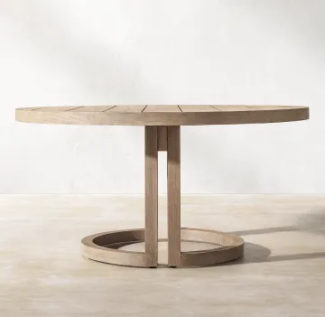 Modern Solid Teak Wood Round Dining Table for Outdoor Garden Hotel