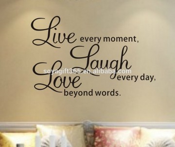Wall Quote Vinyl Sticker "Live Every Moment,Laugh Every Day,Love Beyond Words"