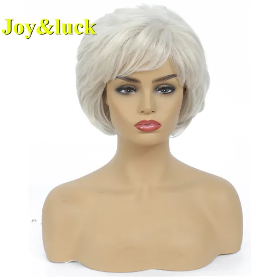 Blond Short Wig for Women Ladies Hair Party Wholesale Wigs With Bangs Blonde White Natural Short Straight Synthetic Hair Wigs