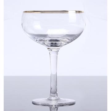 High Stem Wine Glass  With Gold Rim