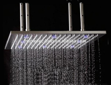 20 Inch Double Heads Ceil Mounted Square Brushed Nickle LED Rainfall Shower Head With Sliding Arm