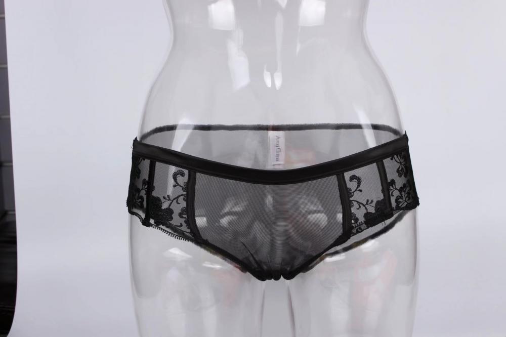 See Through Embroidery Panty Black