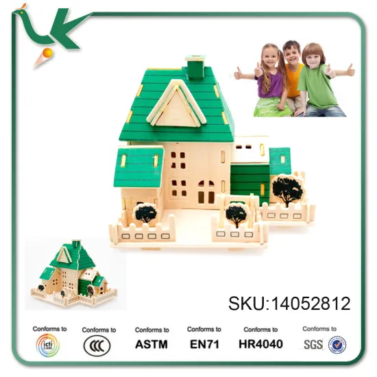 3d puzzle model wooden multicolour diy house child educational toys