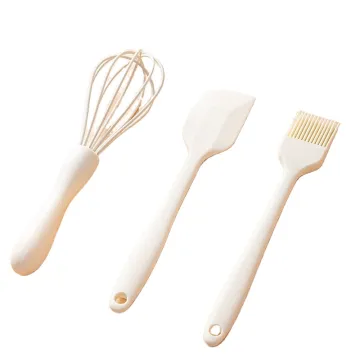 3-Piece Silicone Baking Tools Set: Cream Spatulas, Egg Beaters & Small Kitchen Accessories for Cake Decorating and Household Use