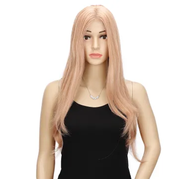 Pink 31'' Long Natural Hairline Body Wave Swiss U Middle Part High Temperature Ombre Blond Synthetic Lace Front Wig For Woman