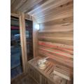 Traditional Outdoor Square Barrel Saunas with Porchs