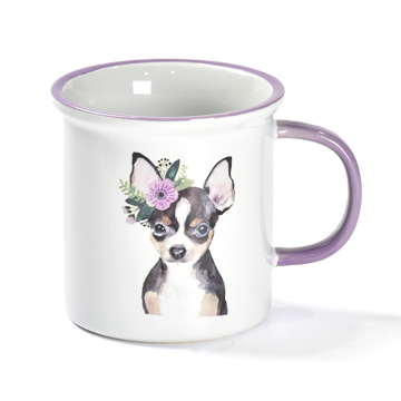 Copa de café caneca de animal fofo com aro colorido