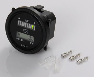 Battery Indicator with Hour Meter Gauge Tri-Color