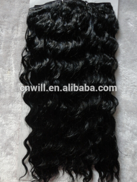 Stock synthetic hair weave wavy hair weft black hair