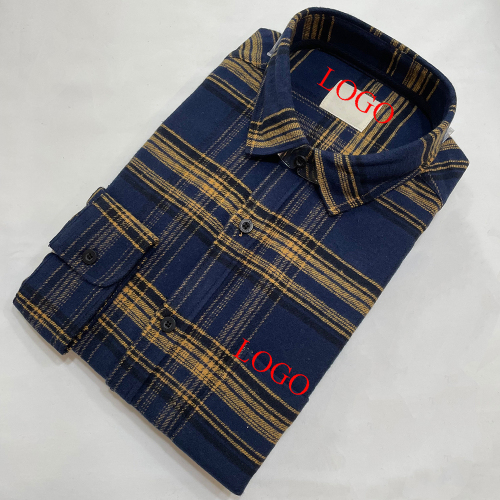 Navy plaid shirt for men long sleeve