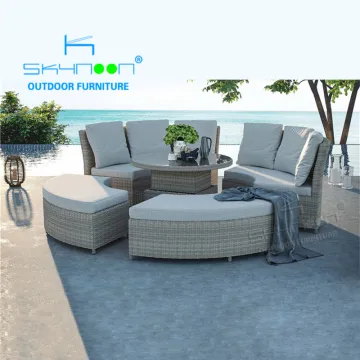 China Outdoor Patio Beach Sun Bed with Lift Coffee Table and Hotel Swimming Pool Daybed