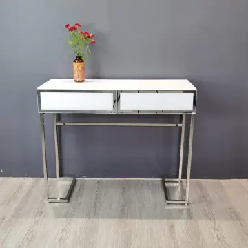 Contracted Style White Glass Drawer Table