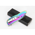 Цветной титановый карманный нож с радугой
