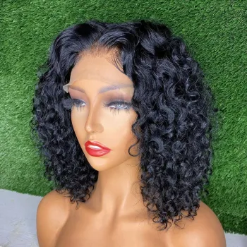 Raw Brazilian Virgin Short Bob Deep Wave Lace Frontal Closure Wigs Human Hair Wigs For Black Women Lace Front wig Human Hair